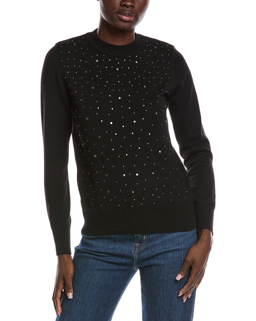 Nanette Lepore Studded Front Sweater In Black