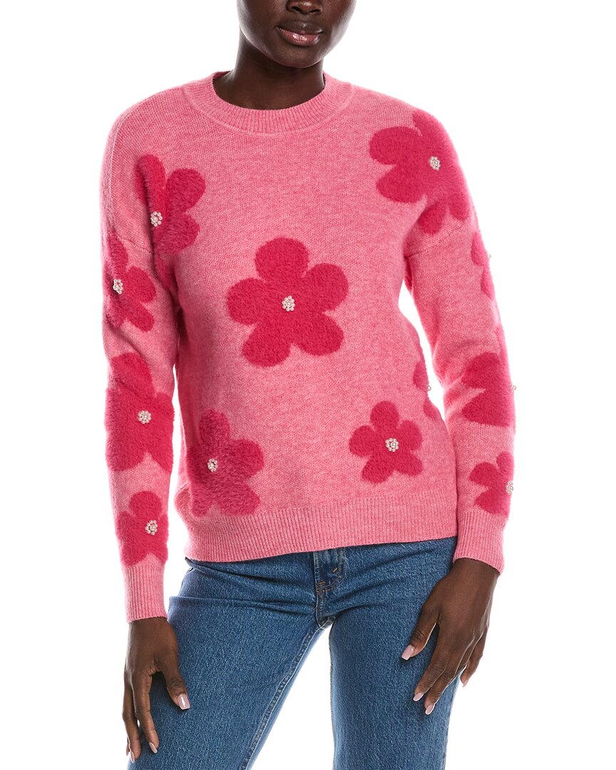 Nanette Lepore Nanette Eyelash Intarsia Sweater In Pink