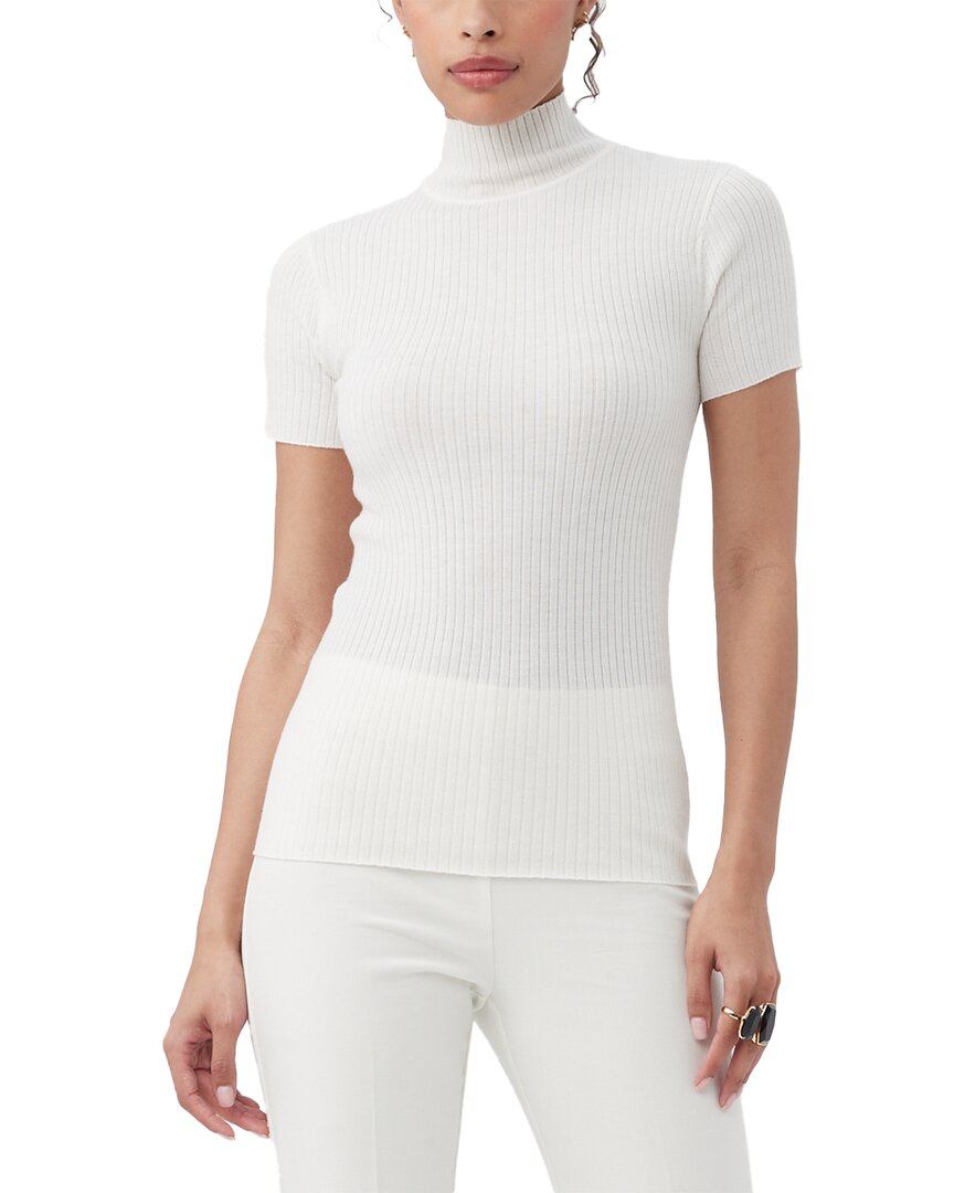 Trina Turk Armeni Mock Neck Wool Sweater In White