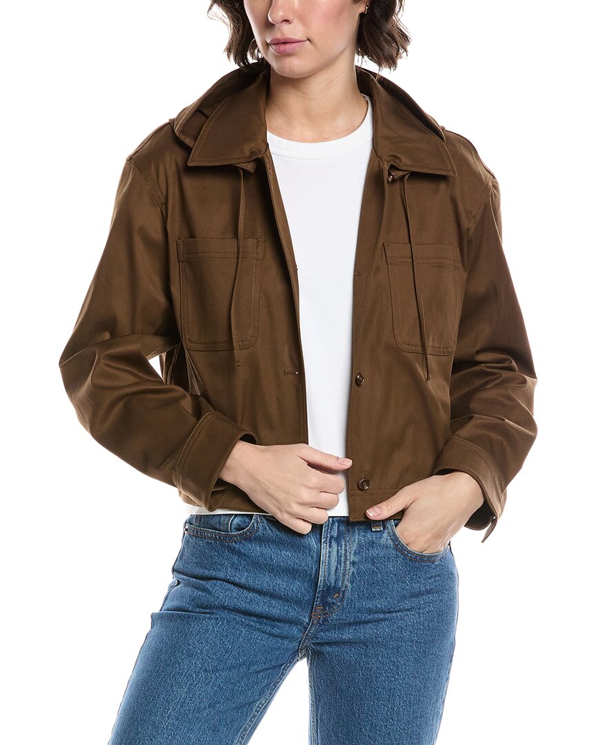 Theory Hood Crop Jacket In Brown