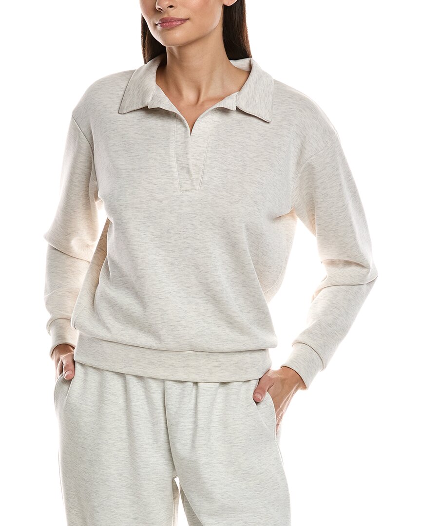 Ariella Scuba Polo Sweater In Gray
