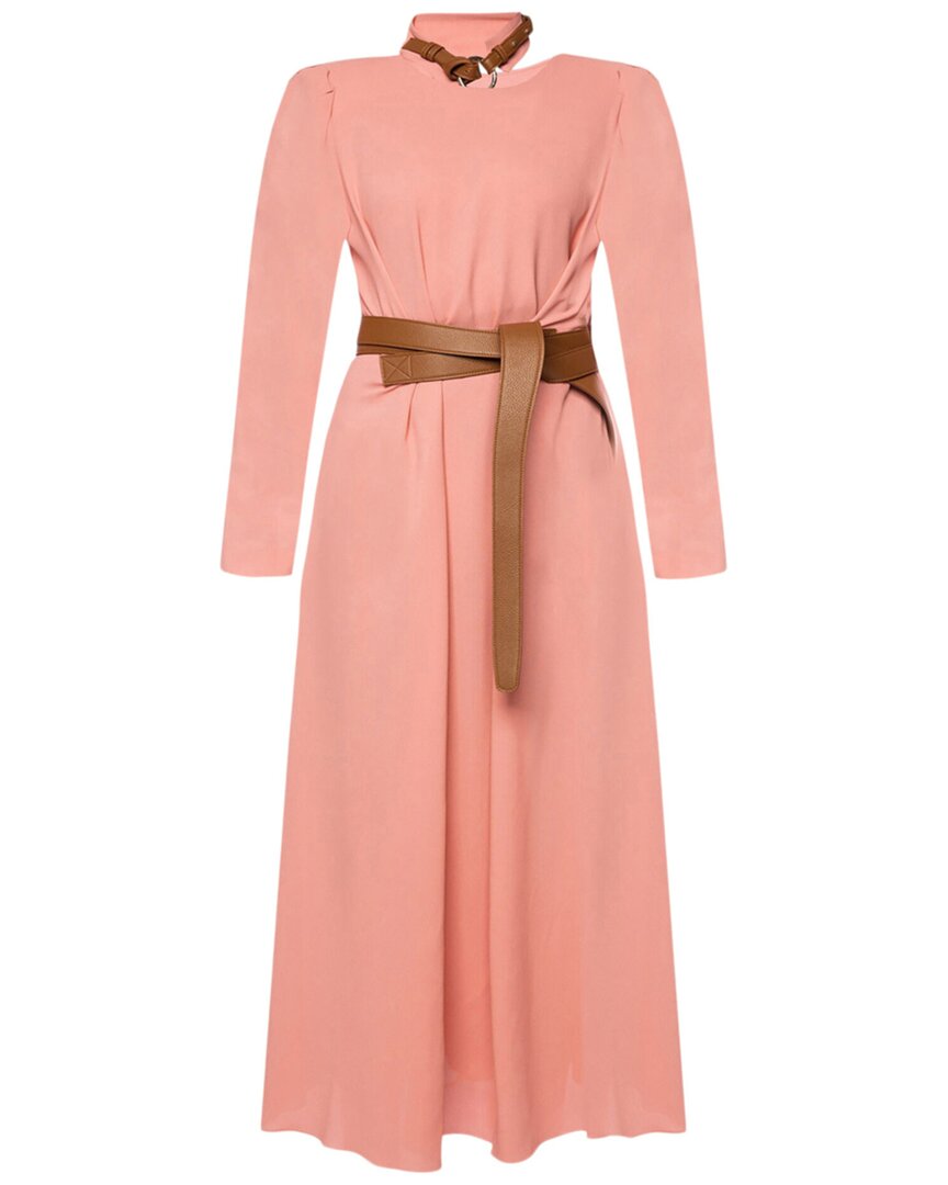 Stella Mccartney Belted Leather-trim Dress In Pink