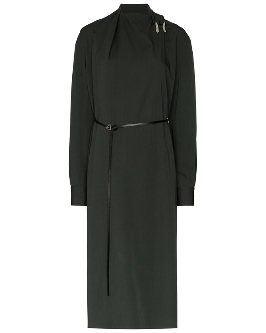 Bottega Veneta Belted Wool Wrap Dress In Black
