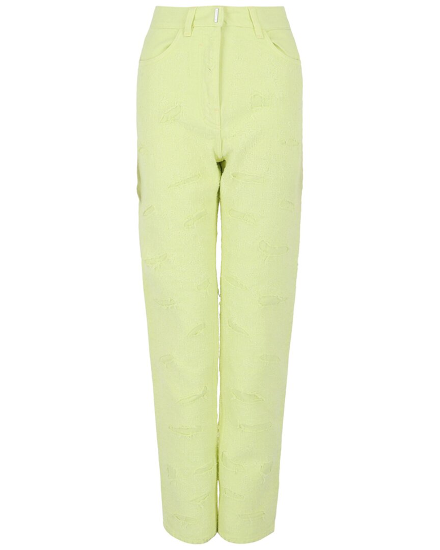 Givenchy Distressed Denim Jeans In Yellow
