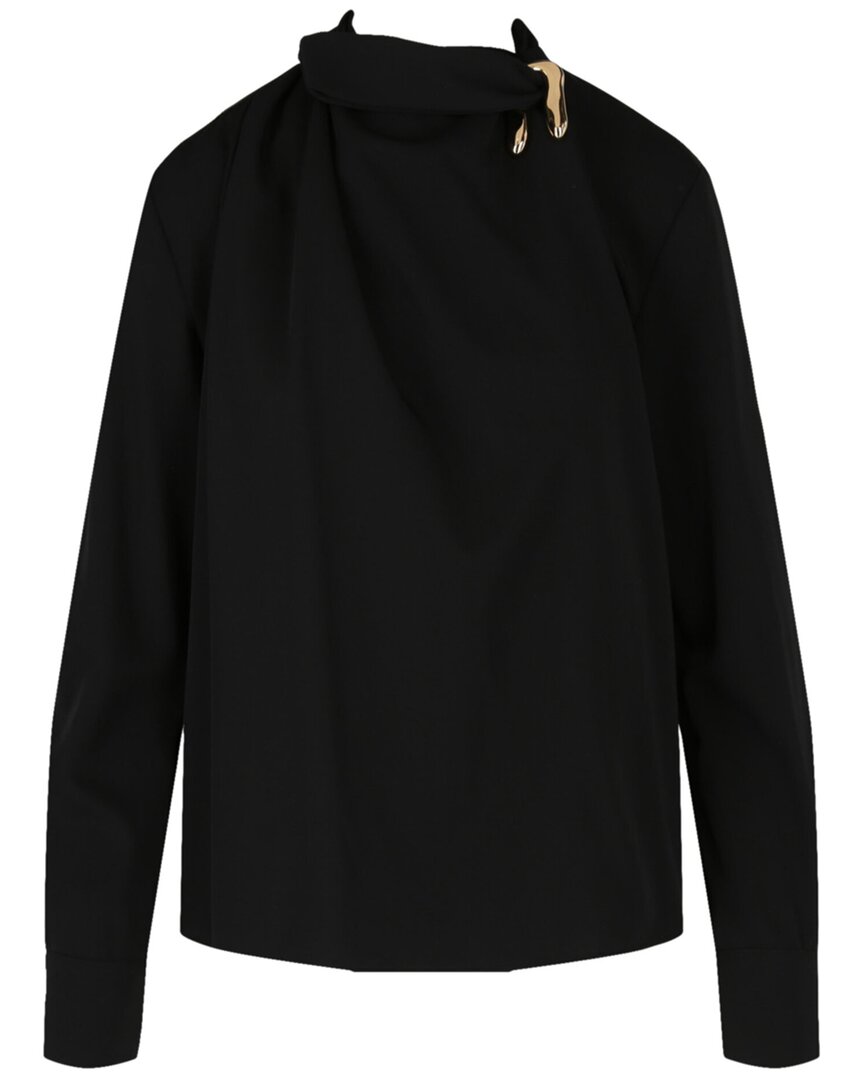 Bottega Veneta Draped Wool Blouse In Black