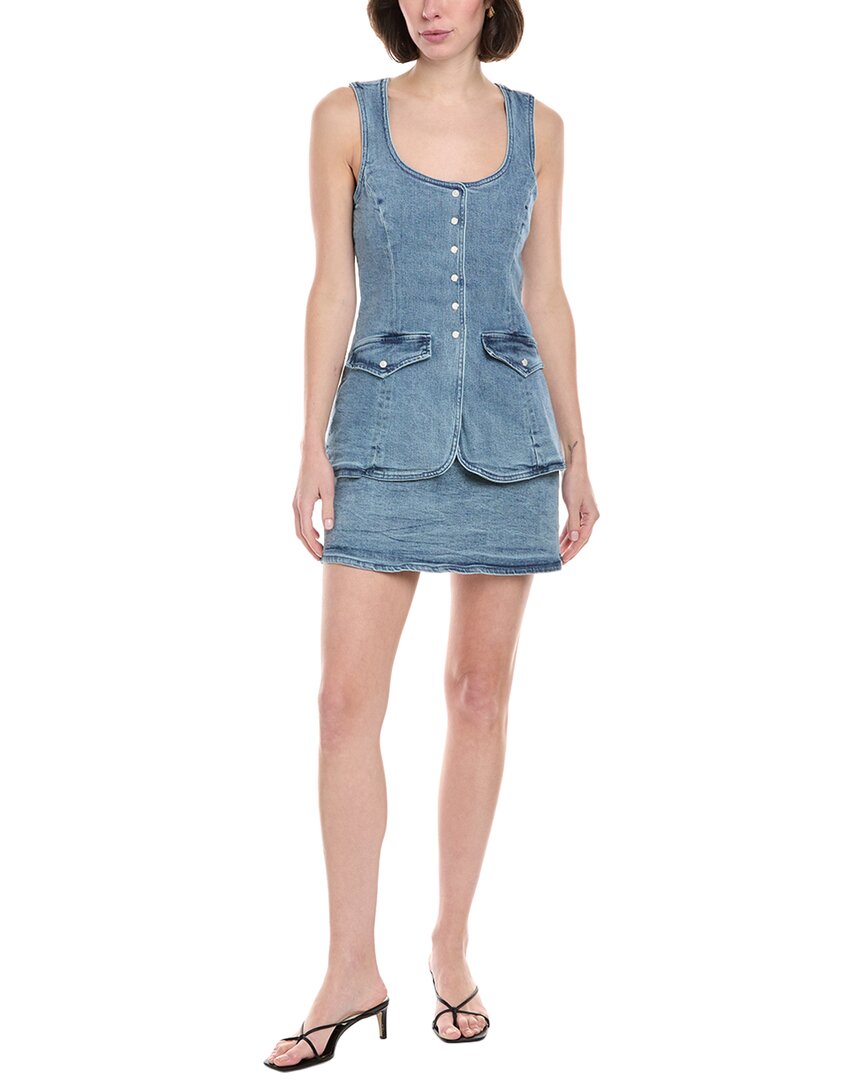 Amanda Uprichard Kya Denim Skort Romper In Blue