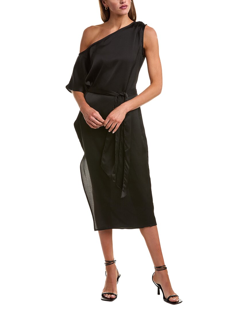 Luxe Always Draped Midi Dress In Black