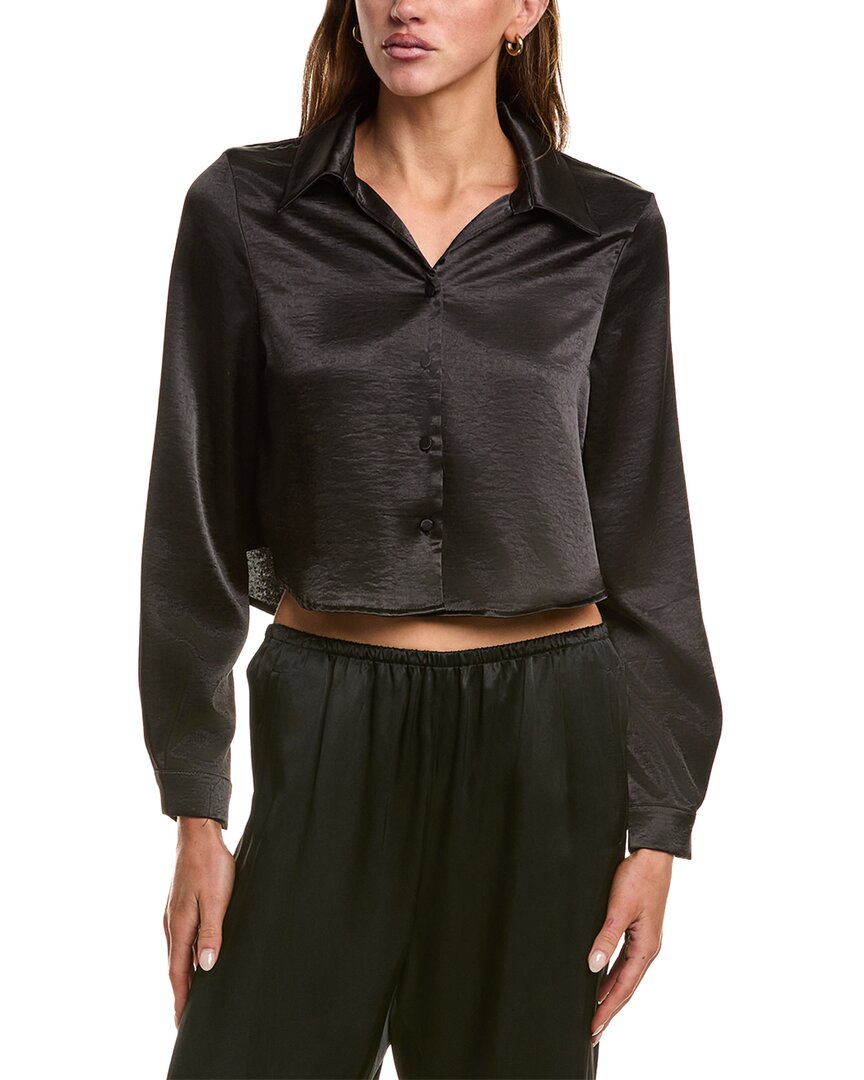 Luxe Always Satin Crop Blouse In Black