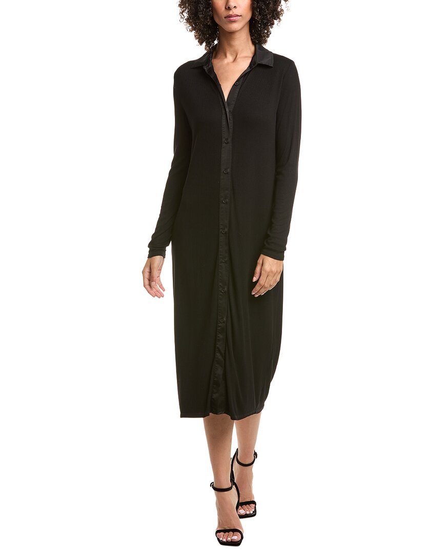 Bella Dahl Rib Button Down Shirt Dress In Black