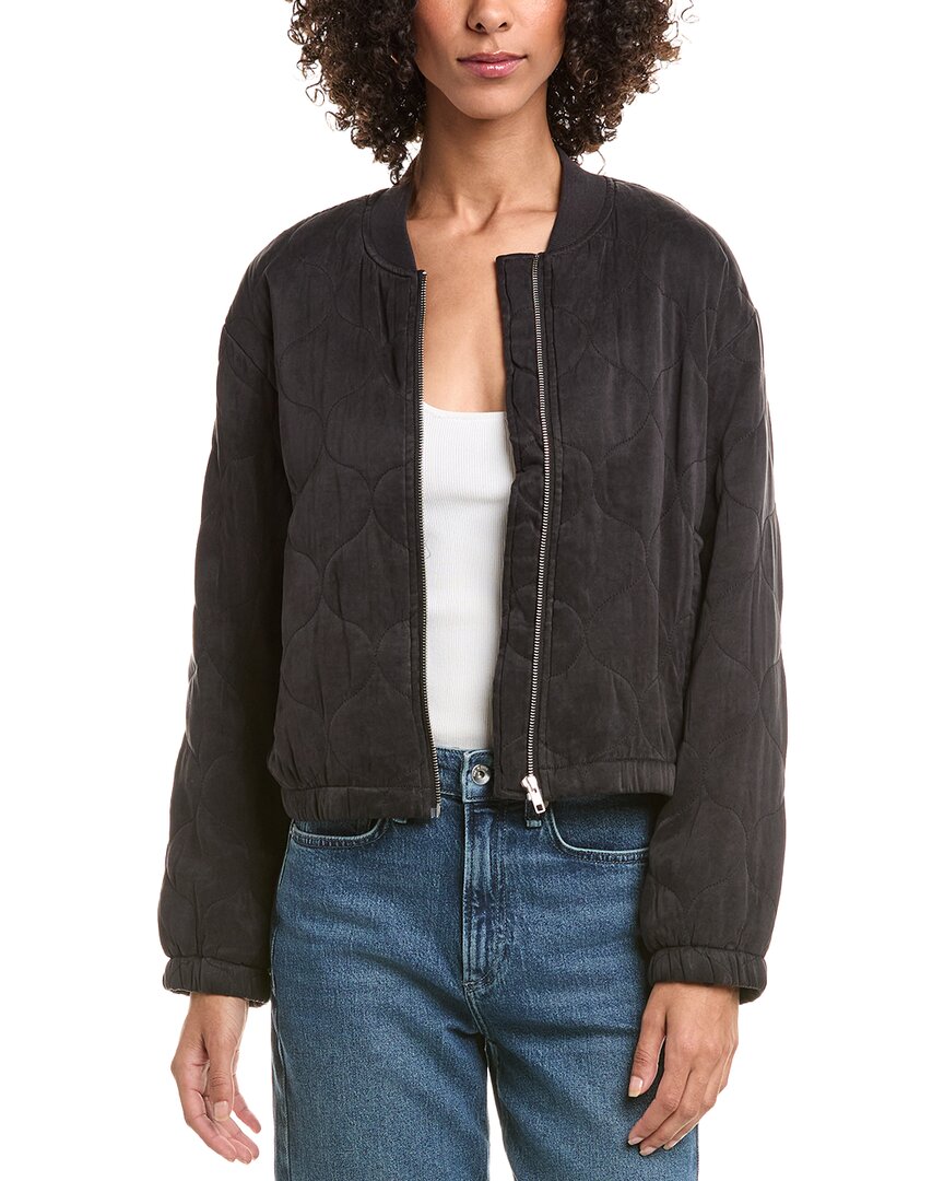 Bella Dahl Wynter Quilted Bomber Jacket In Black