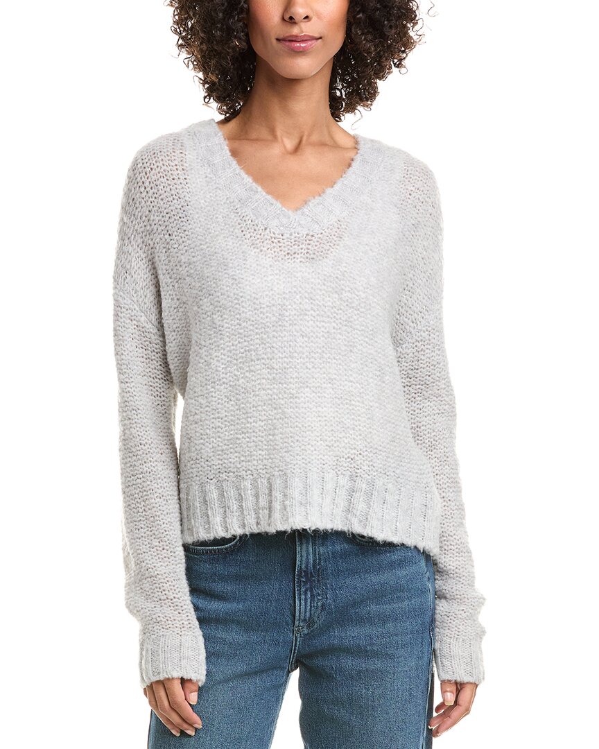 Bella Dahl Relaxed V-neck Wool-blend Sweater In Gray