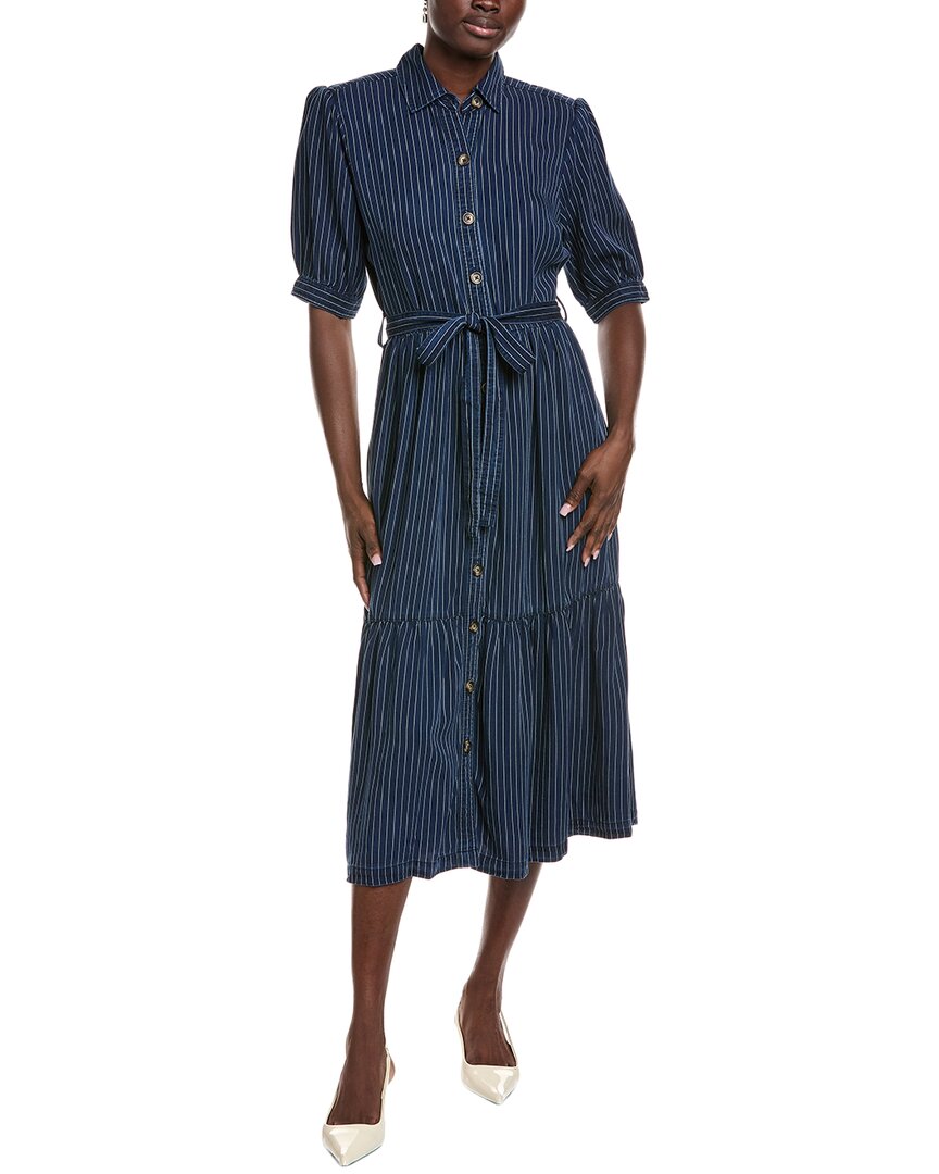 Nydj Kate Ruffle Midi Dress In Blue