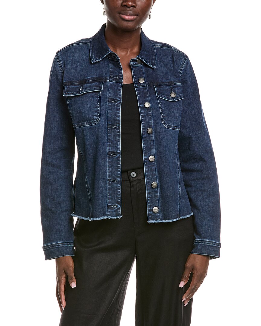 Nydj Frayed Hem Denim Jacket In Blue