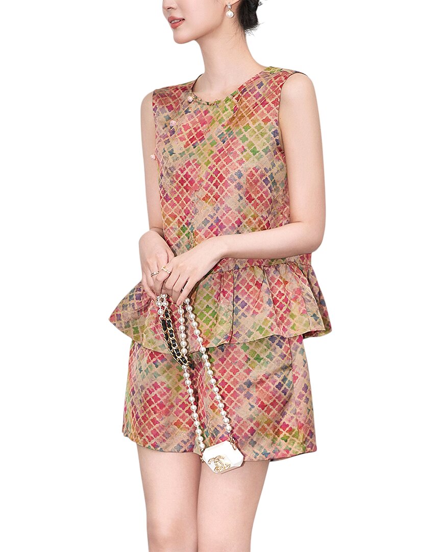 Monique Lagarde 2pc Blouse & Short Set In Multi