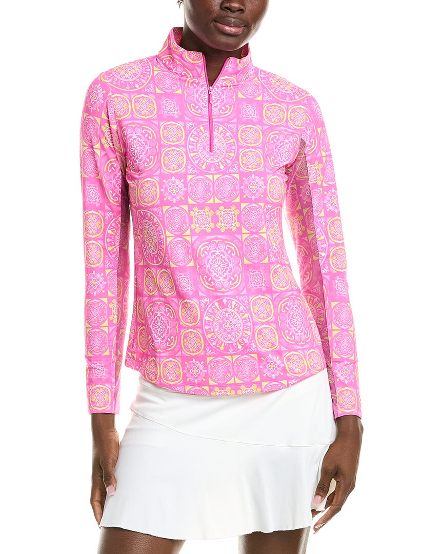 Ibkul Ruched Elbow Length Sleeve Top In Pink