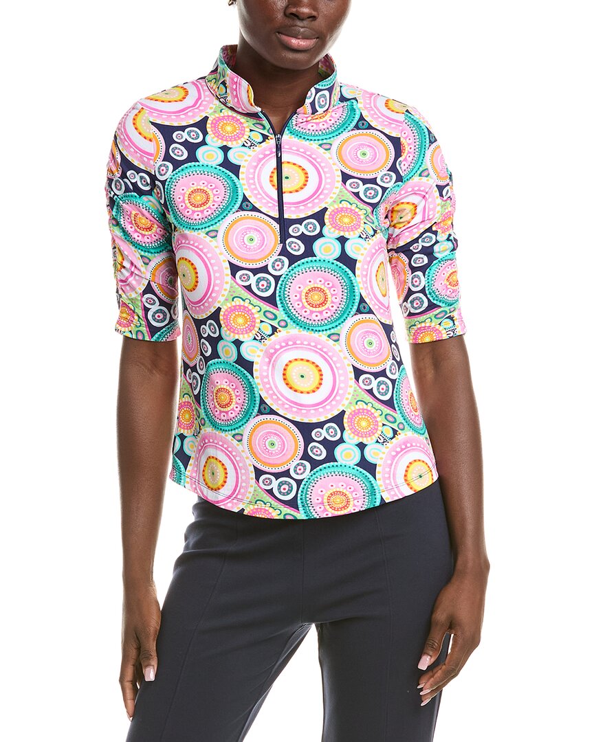 Ibkul Ruched Elbow Sleeve Top In Multi