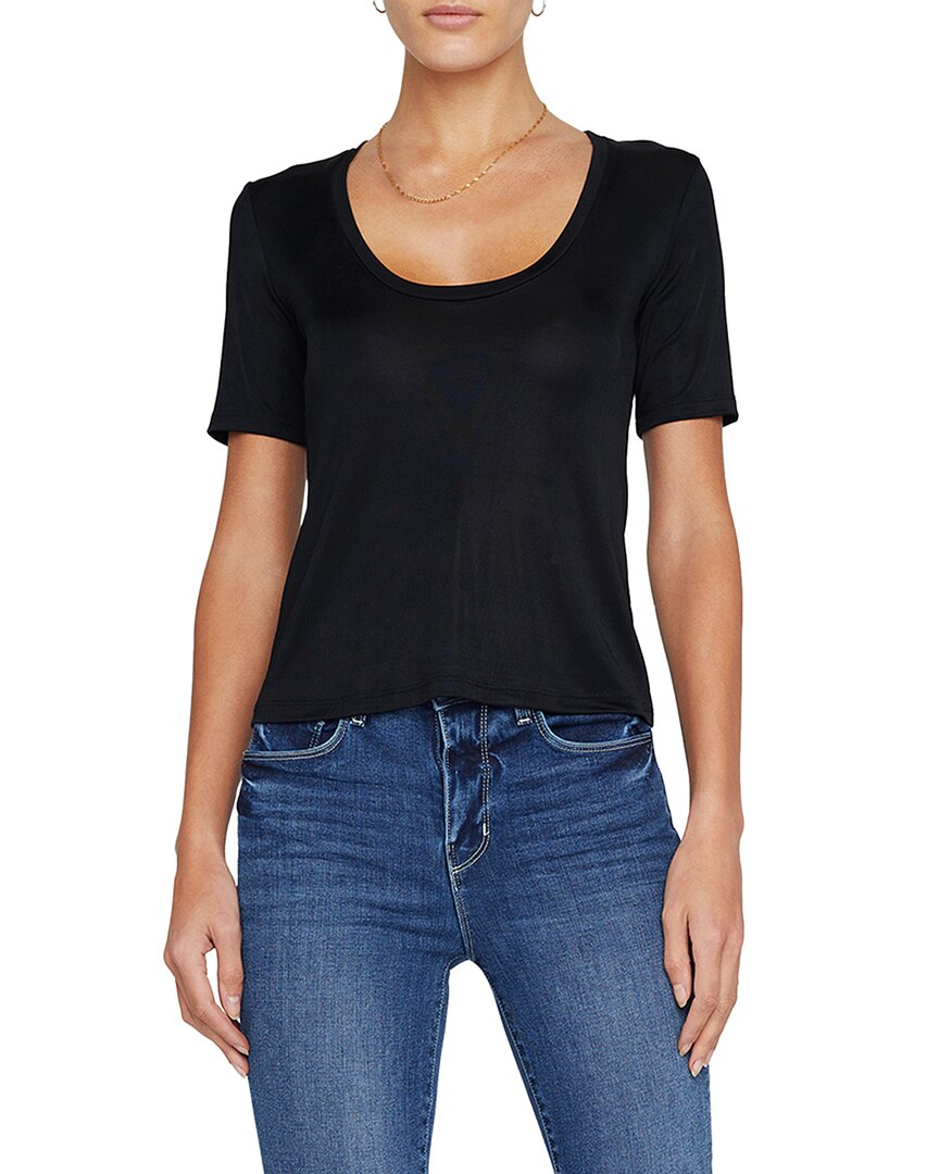 L'agence Felice Ss Deep U-neck T-shirt In Black