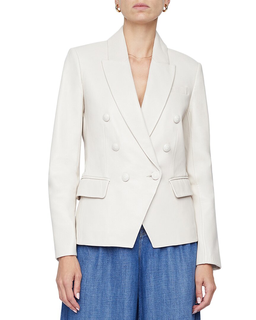 L'agence Kenzie Double Breasted Blazer In White