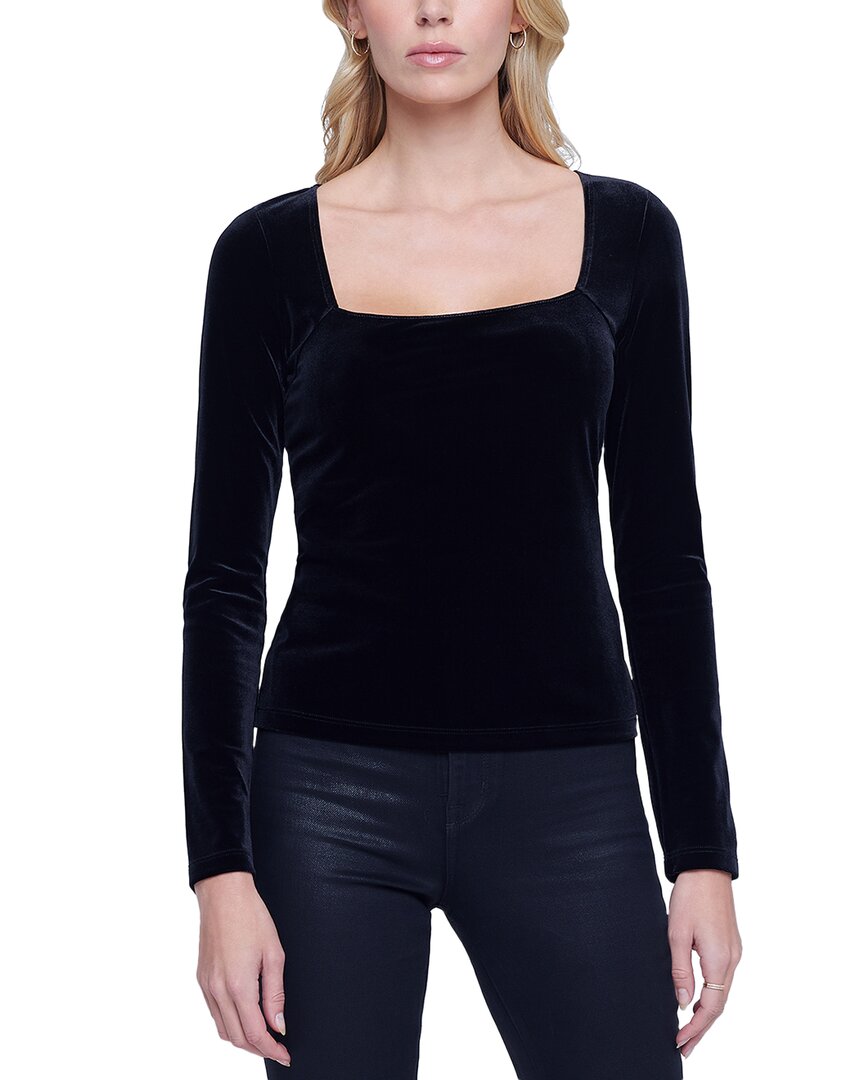 L'agence Kinley Long-sleeve Square Neck Top In Blue