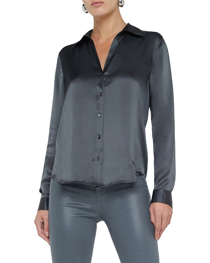 L'agence Tyler Silk Blouse In Gray