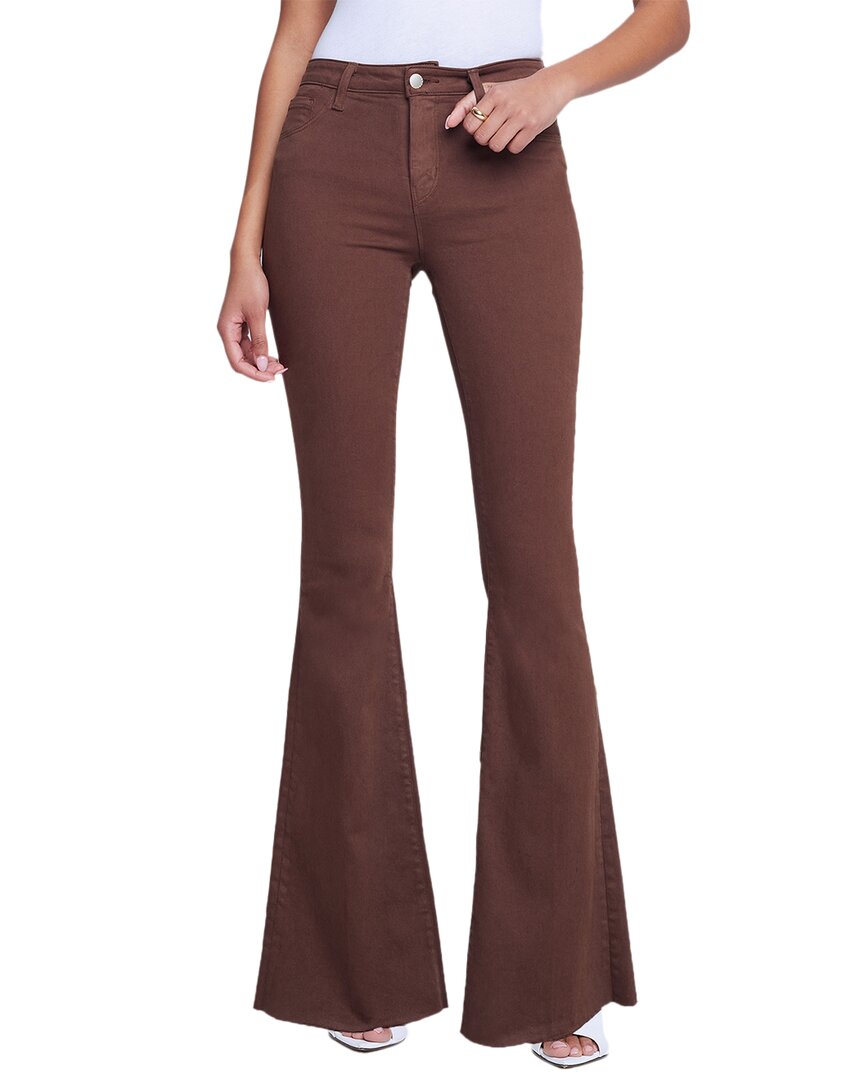L'agence Sera High-rise Sneaker Dark Mocha Flare Jean In Brown