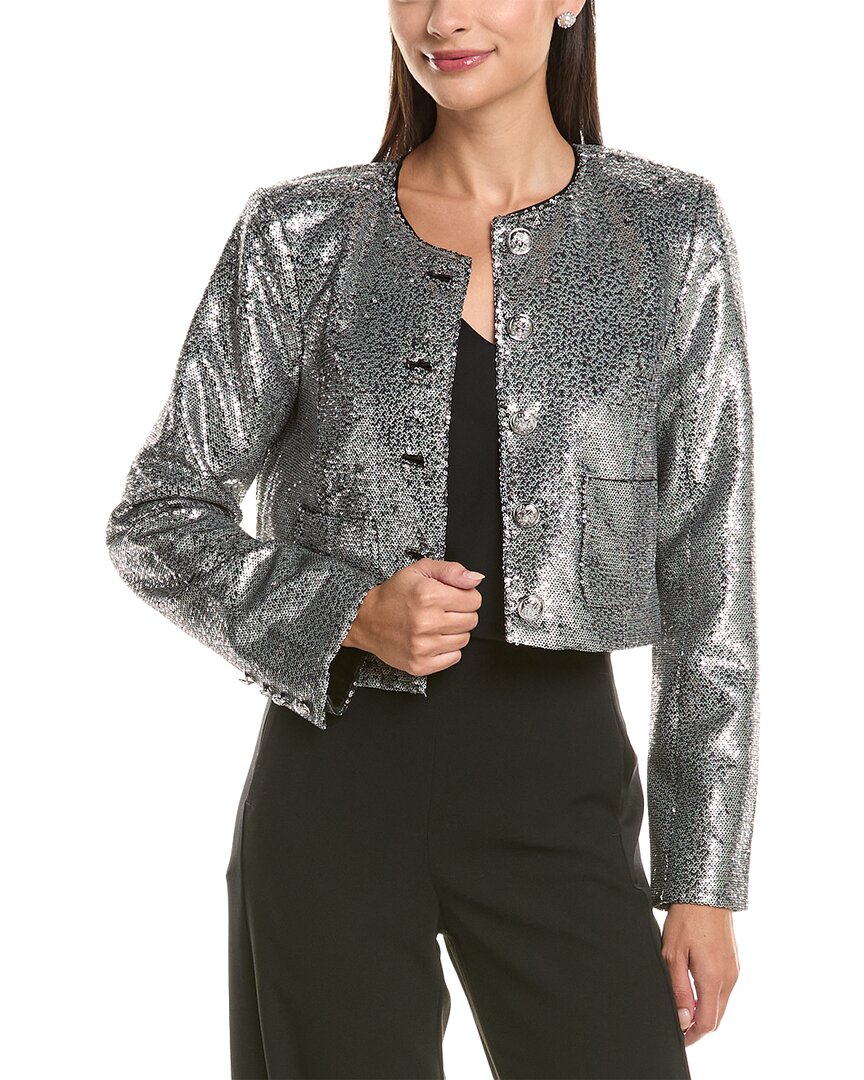 Cinq À Sept Randi Sequin Jacket In Silver