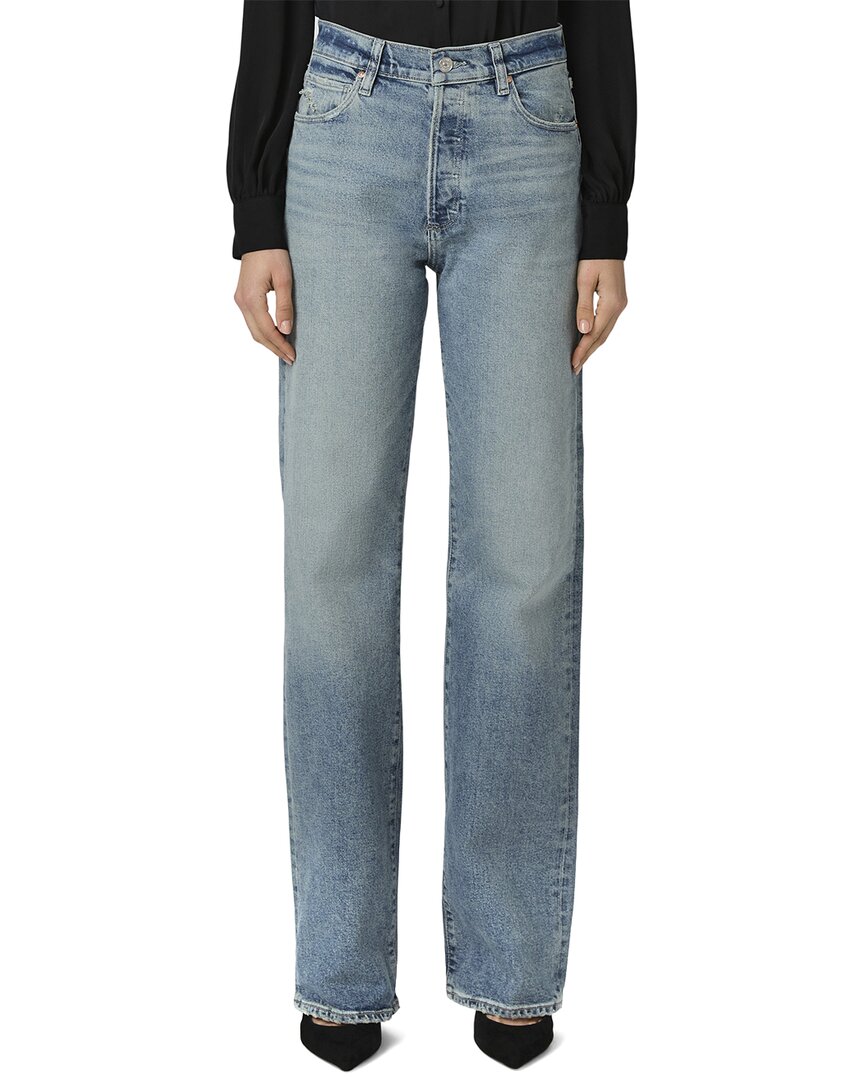 Paige Petite Sawyer Vanda Distressed Wide Leg Jean In Blue
