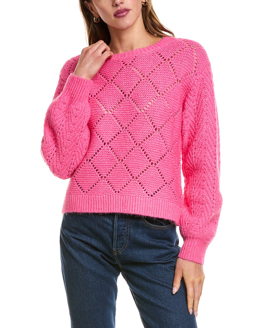 525 America Pointelle Lofty Wool-blend Pullover In Pink