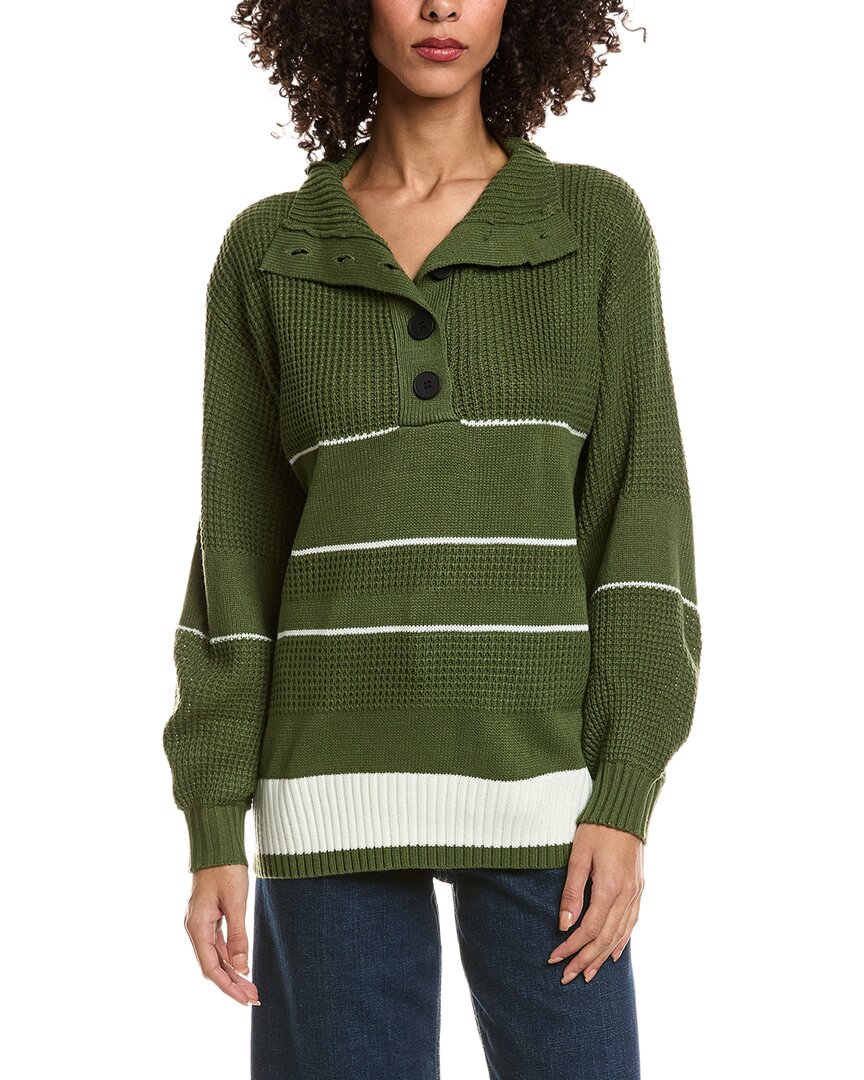 Madison Miles Knit Polo Sweater In Green