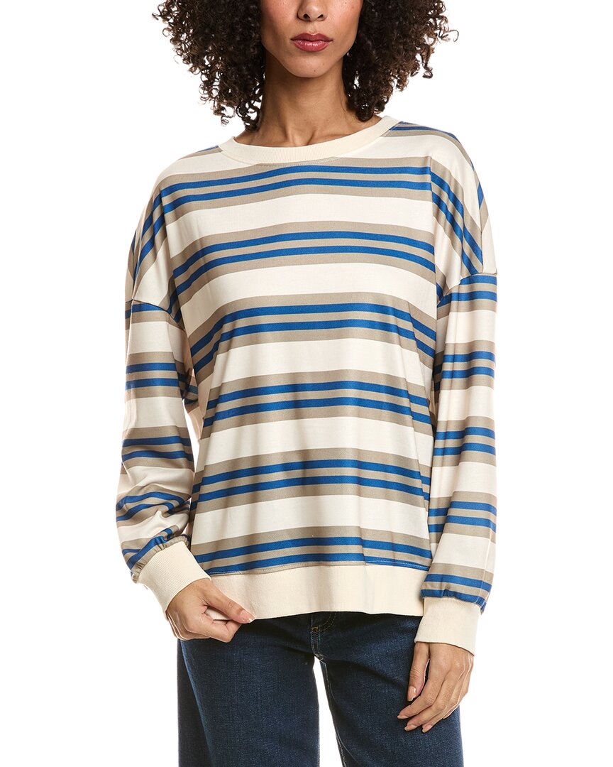 Madison Miles Stripe Sweatshirt In Brown