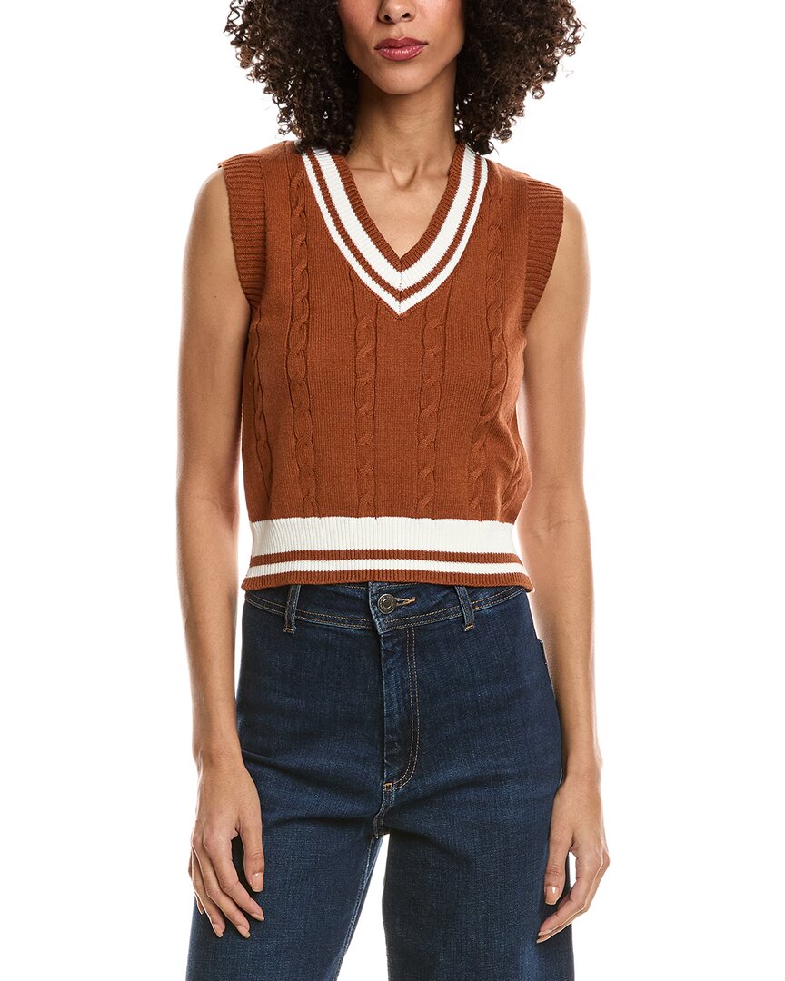 Madison Miles Sweater Vest In Brown