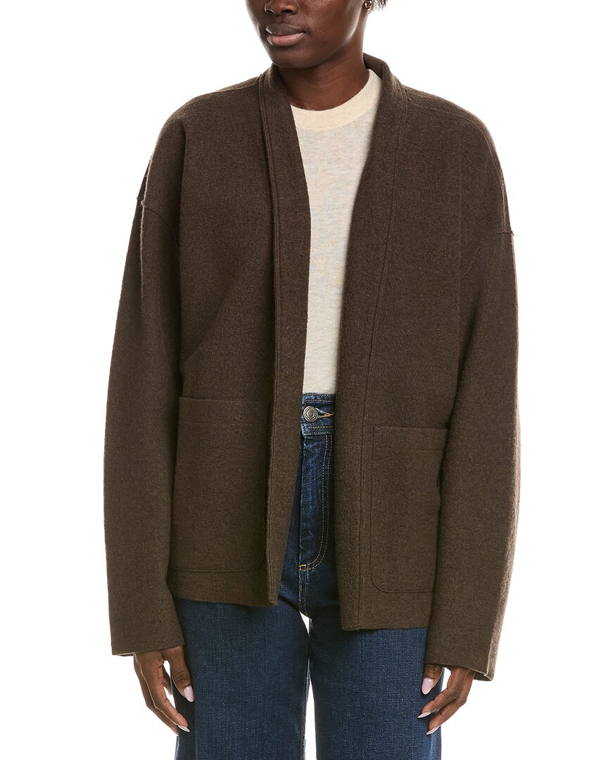 Eileen Fisher High Collar Wool Jacket In Brown