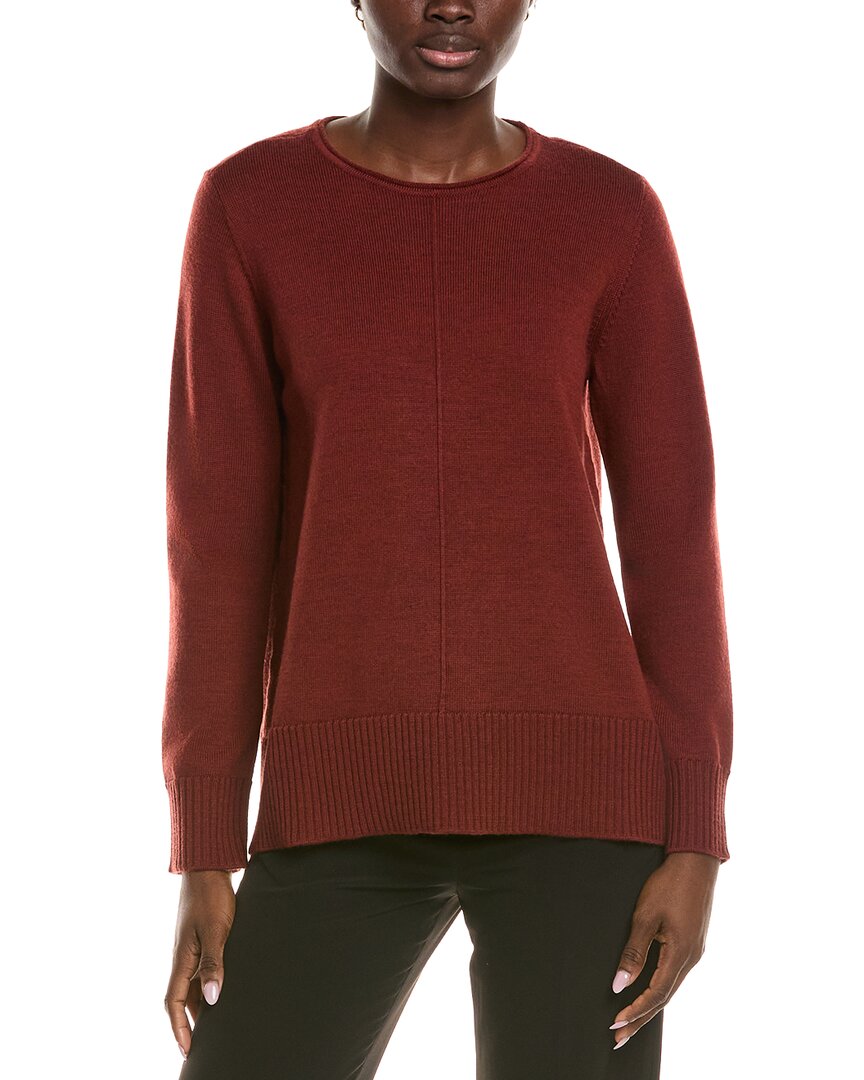 Eileen Fisher Crewneck Wool Sweater In Red