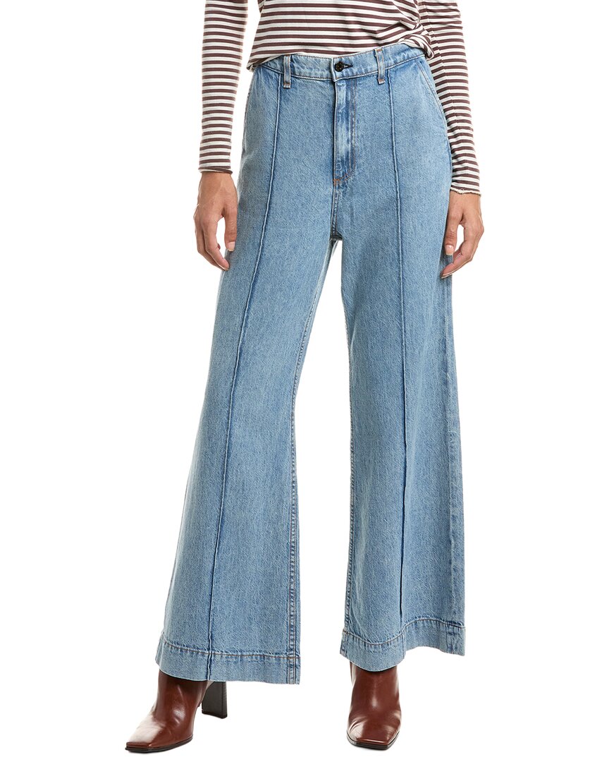 Askk Ny Pintuck Linen-blend Loma Wide Leg Jean In Blue