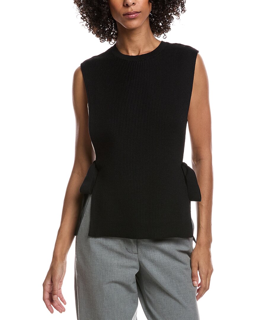 Valentino Wool Knit Side Tie Sleeveless Top In Black