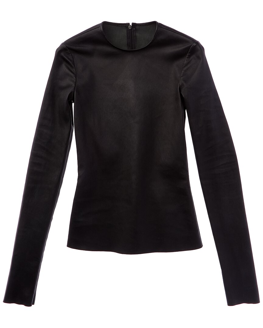Valentino Leather T-shirt In Black