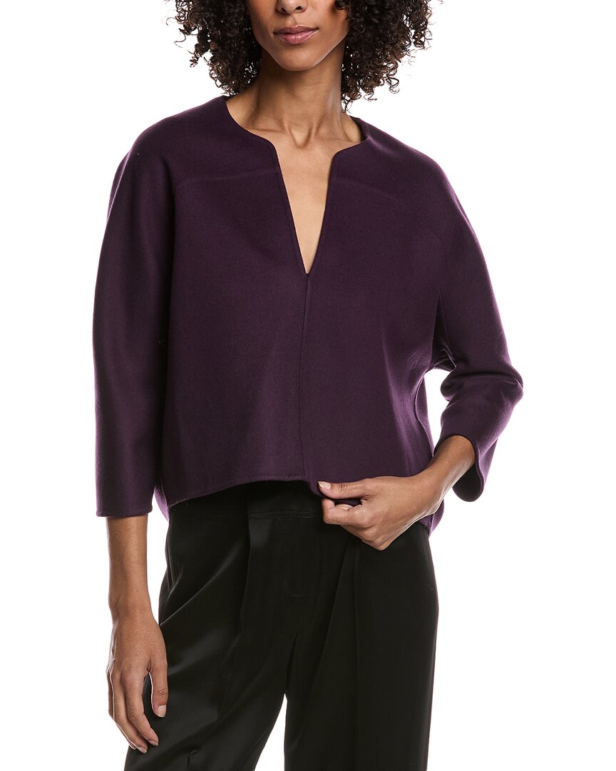 Valentino V-neck Cropped-sleeve Knitted Top In Purple