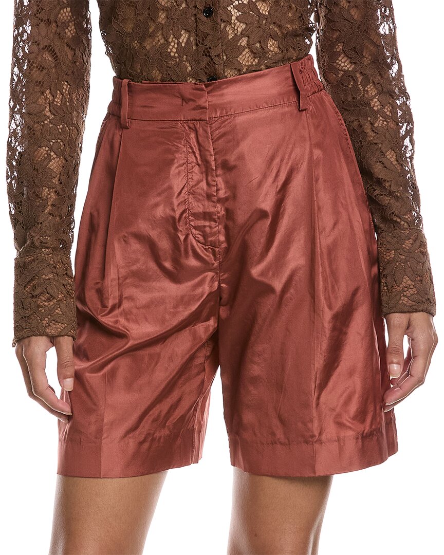 Valentino Silk Bermuda Short In Brown