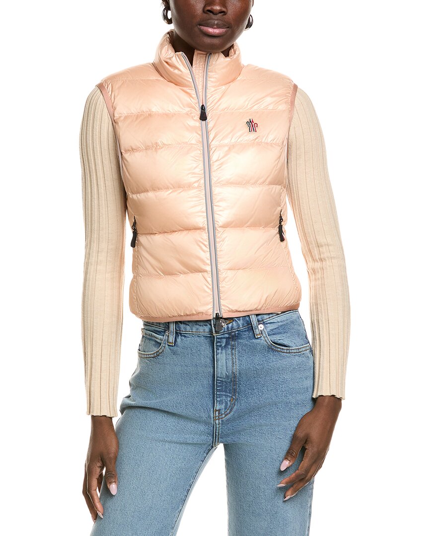 Moncler Quilted Puffer Down Vest In Pink