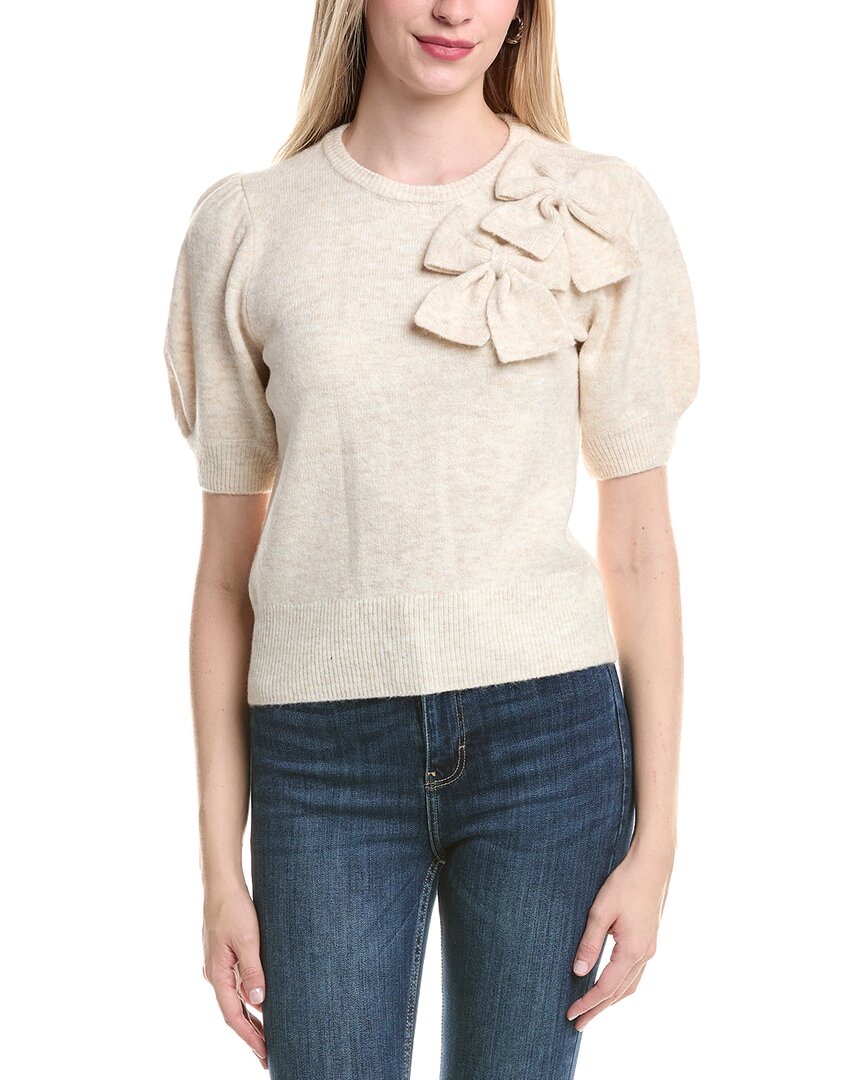 Cece Ribbon Applique Pullover In Neutral