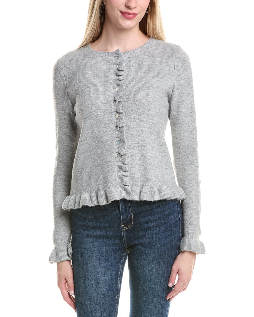 Cece Ruffle Edge Cardigan In Gray