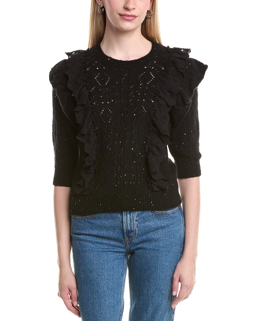 Autumn Cashmere Pointelle Cashmere-blend Sweater In Black