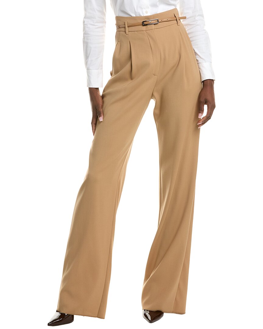 Max Mara Studio Woman Pants Camel Size 14 Virgin Wool In Brown