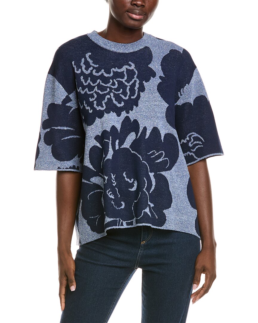 Marimekko Suloinen Linen-blend Knitted Shirt In Blue