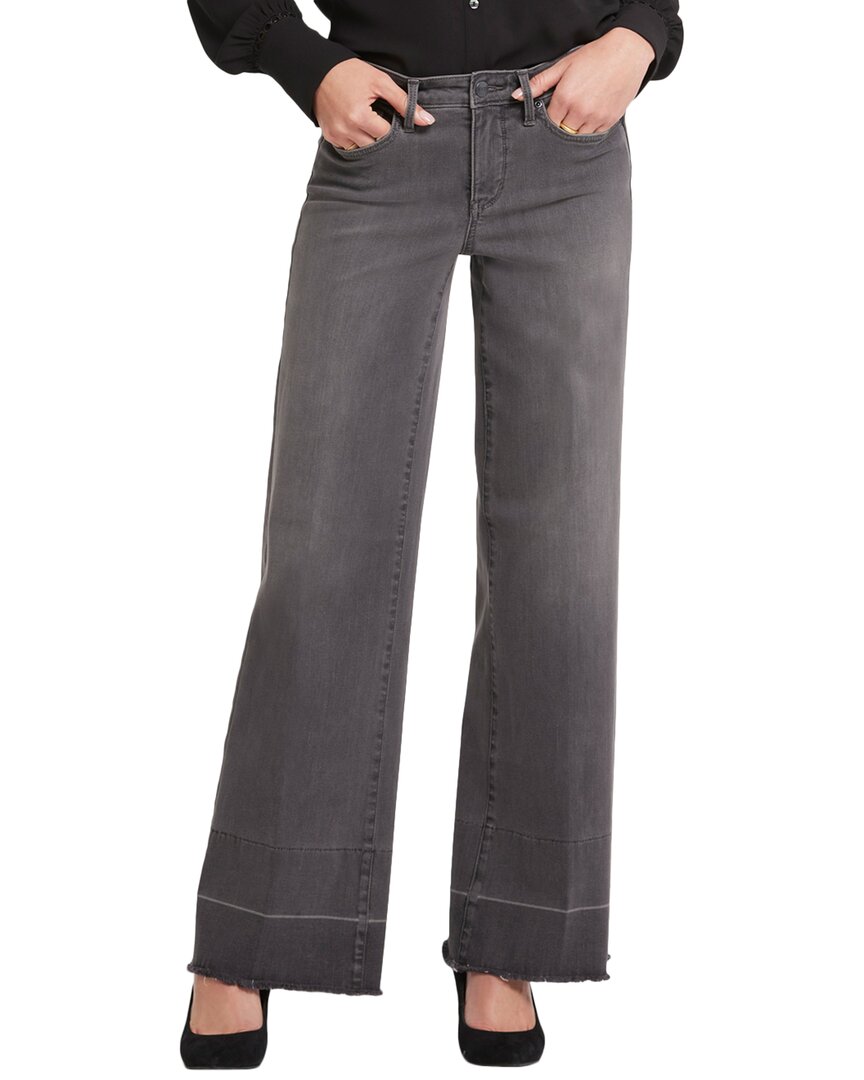 Nydj Teresa High Waist Frayed Released Hem Wide Leg Jeans In Gray