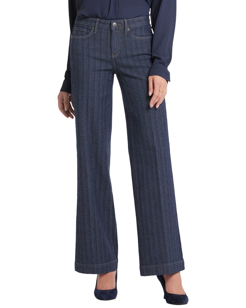Nydj Teresa Striped Wide Leg Jeans In Twilight In Blue