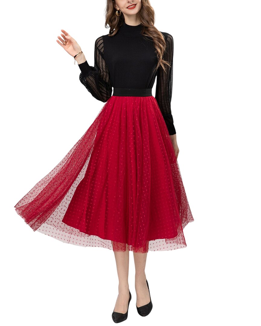 Adele Berto 2pc Blouse & Skirt Set In Red