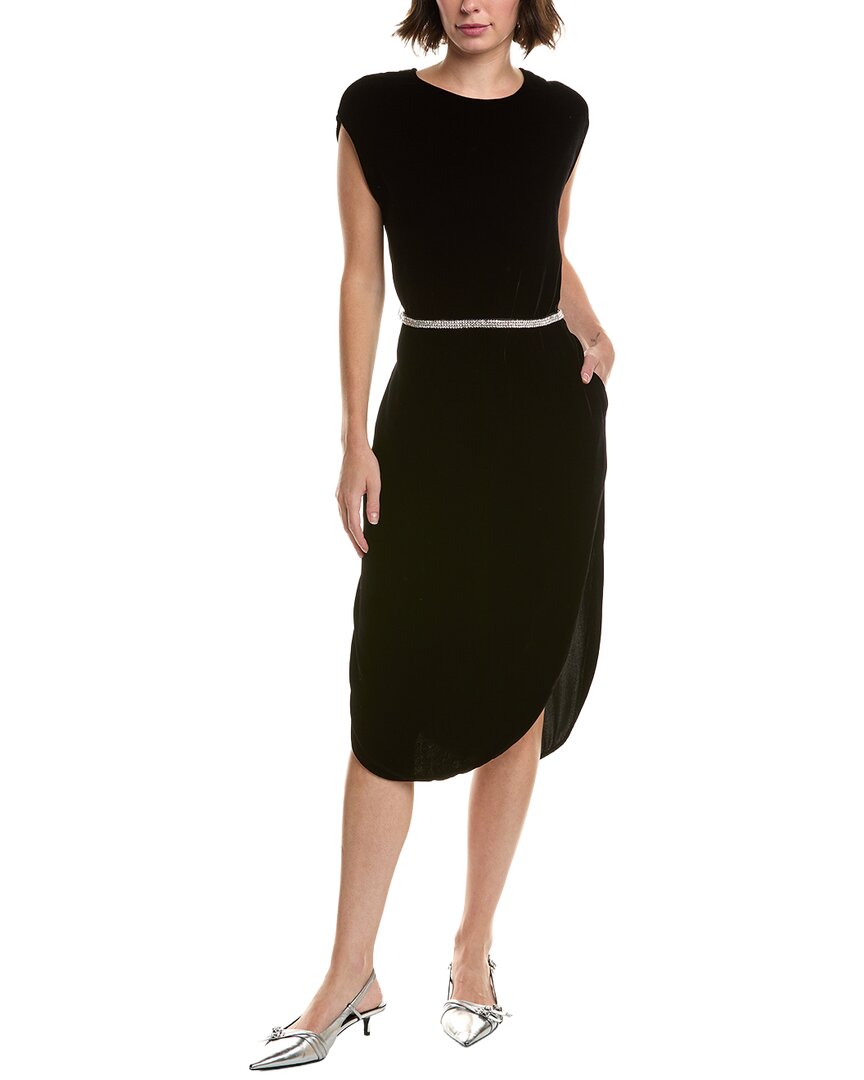 Velvet By Graham & Spencer Harper Velvet Silk-blend Midi Dress In Black