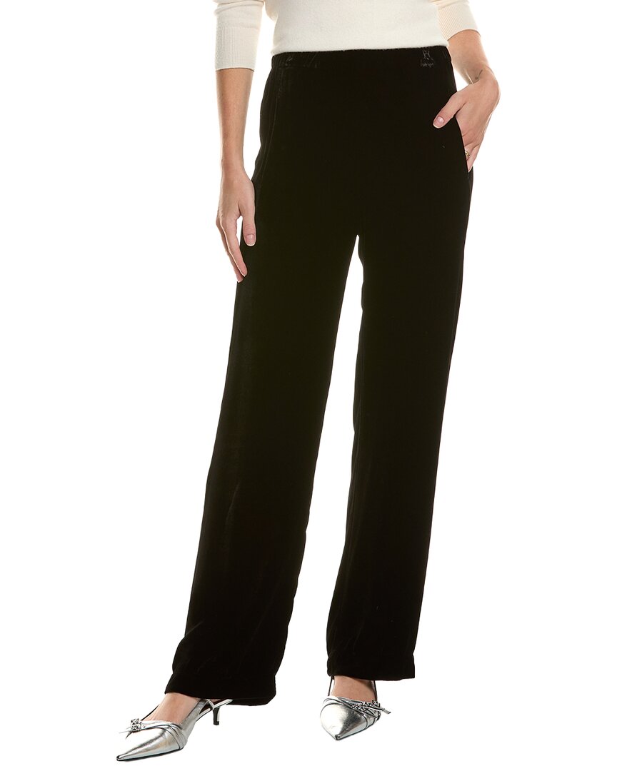 Velvet By Graham & Spencer Sorine Velvet Silk-blend Pant In Black