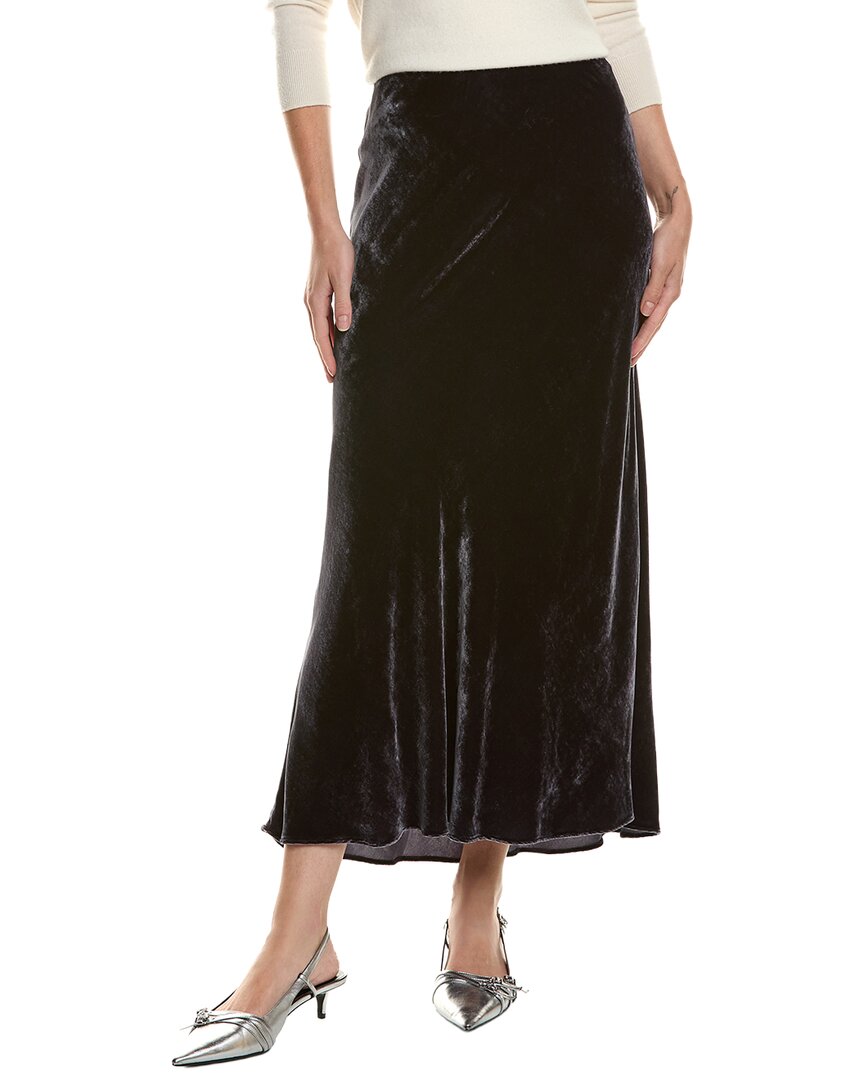 Velvet By Graham & Spencer Eza Velvet Silk-blend Skirt In Black